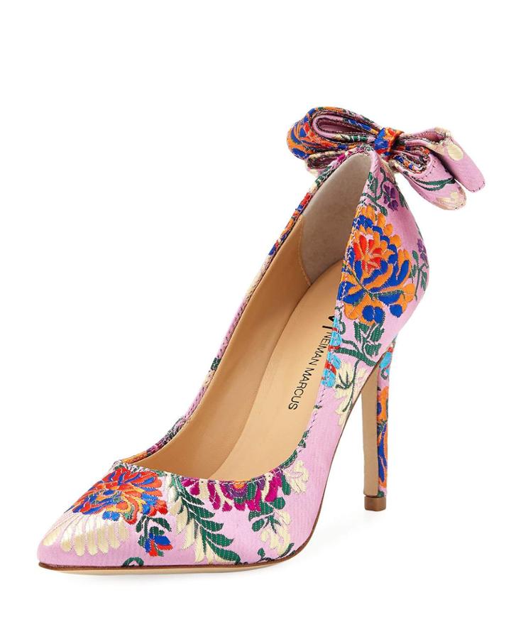 Verity Floral-brocade Bow-back Pump