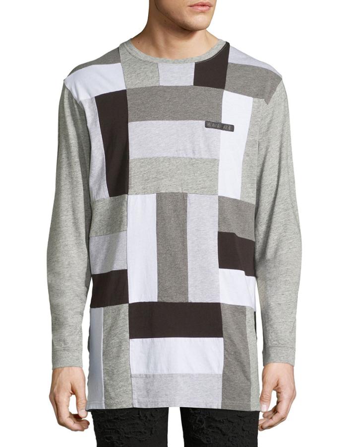 Paneled-jersey Long-sleeve T-shirt, Gray