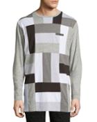 Paneled-jersey Long-sleeve T-shirt, Gray