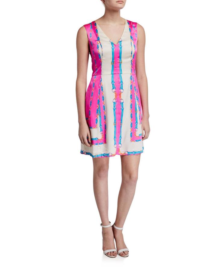 Jaelyn Printed Fit-and-flare Sleeveless Dress