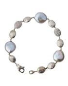 18k Freshwater Pearl & Diamond Bracelet