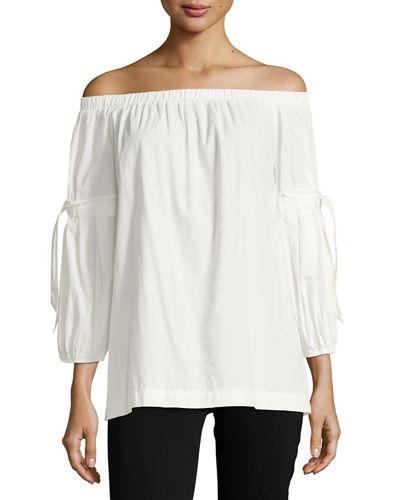 Tie-sleeve Off-the-shoulder Blouse