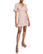 Button-front Gingham Wrap Dress