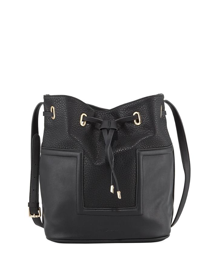 Textured Large Drawstring Bucket Bag