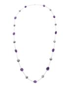 14k Tahitian Gray Pearl & Amethyst Station Necklace