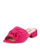 Sancha Suede Bow Slide, Hot Pink