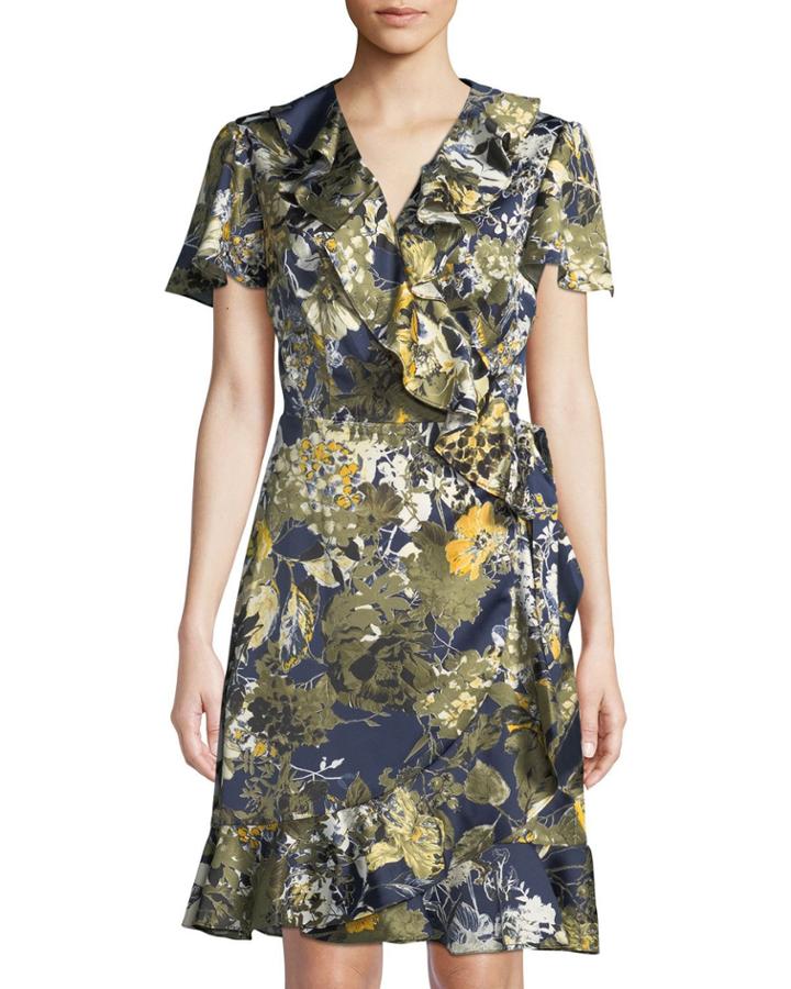 Moby Floral-print Ruffled Wrap Dress