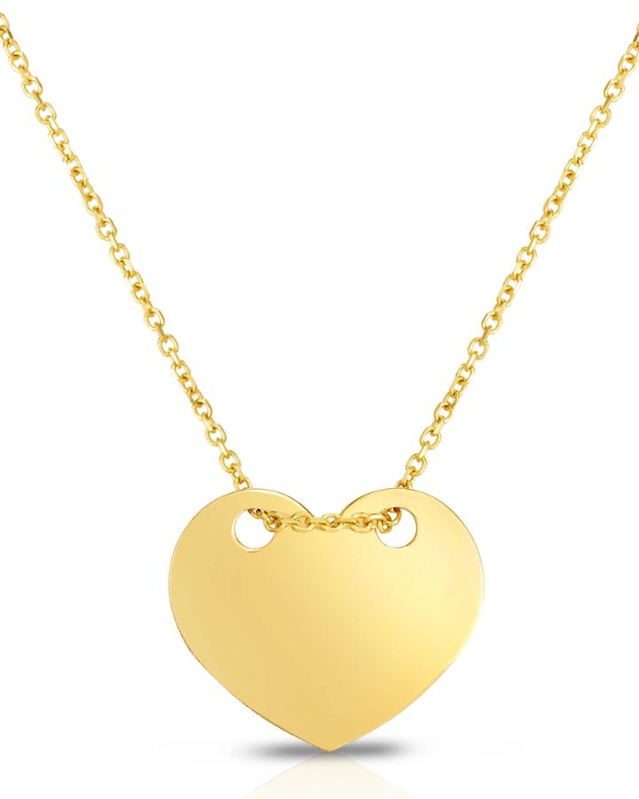 14k Italian Engravable Heart Necklace