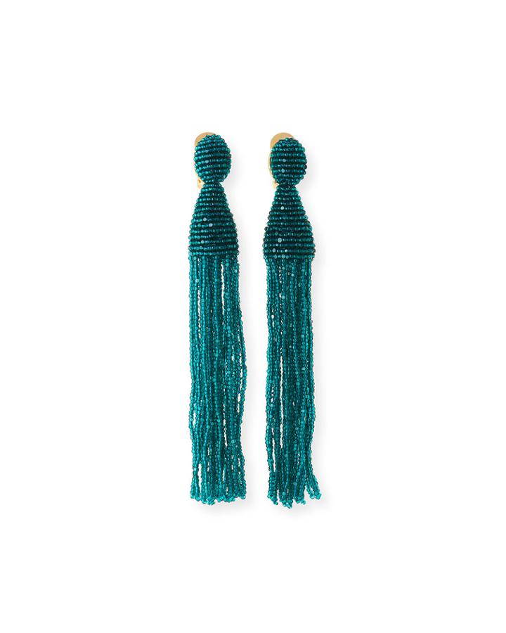 Long Beaded Tassel Clip-on Earrings