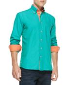 Ike Crawford Contrast Shirt, Teal (blue), Men's,