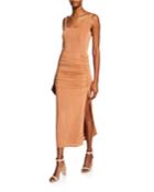 Jacynta Scoop-neck Sleeveless Shirred Jersey Dress