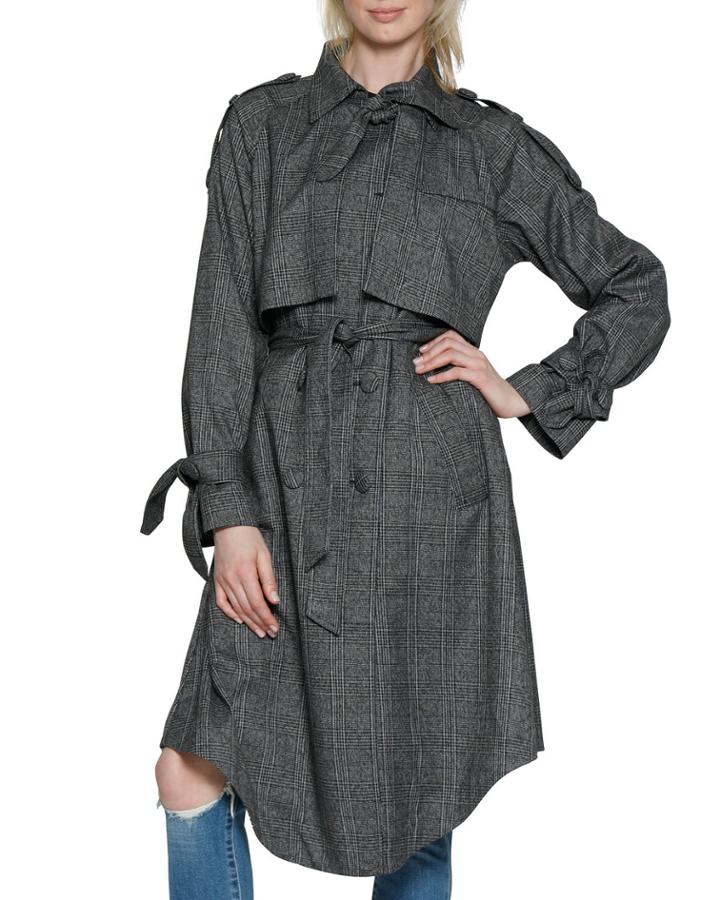 Neilson Double-breasted Plaid Trench Coat
