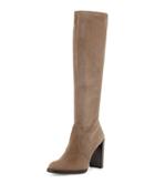 Giveitup Suede Knee Boot, Navy
