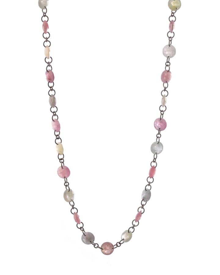 Multicolor Sapphire Disc Necklace