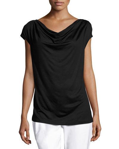 Drape-neck Cap-sleeve Top