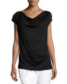 Drape-neck Cap-sleeve Top