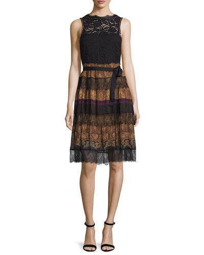 Paisley Tiered-lace Sleeveless Dress