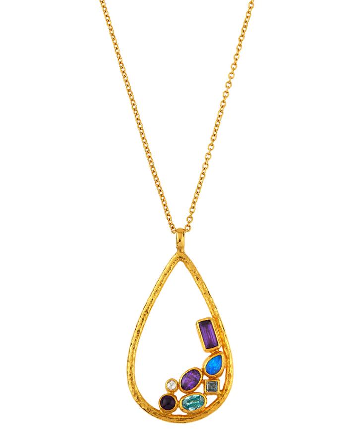 Limited Edition Pointelle Hue Teardrop Pendant Necklace