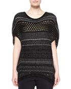 Novelty Round-neck Cocoon Pullover, Black