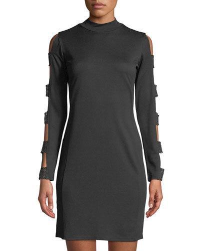 Mock-neck Ladder-sleeve Dress