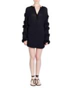 Celest Button-front Ruffled-sleeve Cotton Gauze