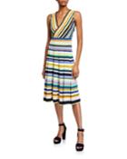 Striped Surplice Fit-and-flare