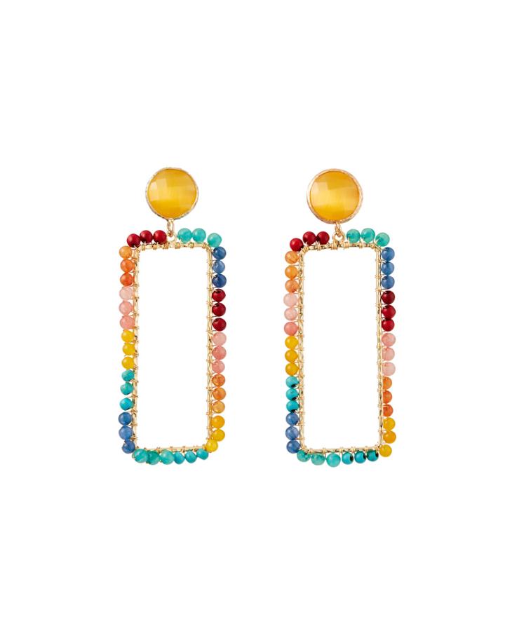 Multi-stone Rectangular Earrings