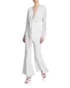 Stella Polka Dot Front-tie Jumpsuit