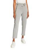 Drawstring Front Jersey Ankle Pants W/ Pockets