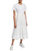 Short-sleeve T-shirt Dress W/ Belted Lace-inset