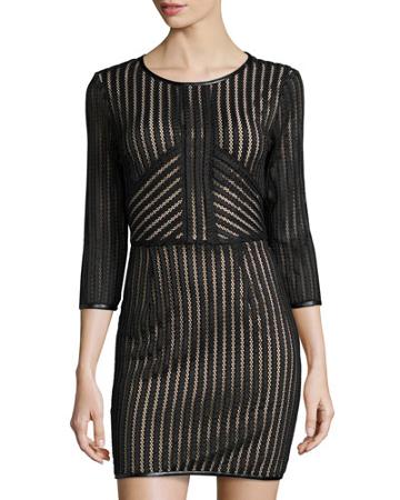 Good-looking Striped Lace Dress, Black