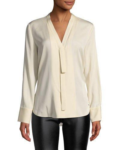 Abbia Bow-tab Button-front Blouse