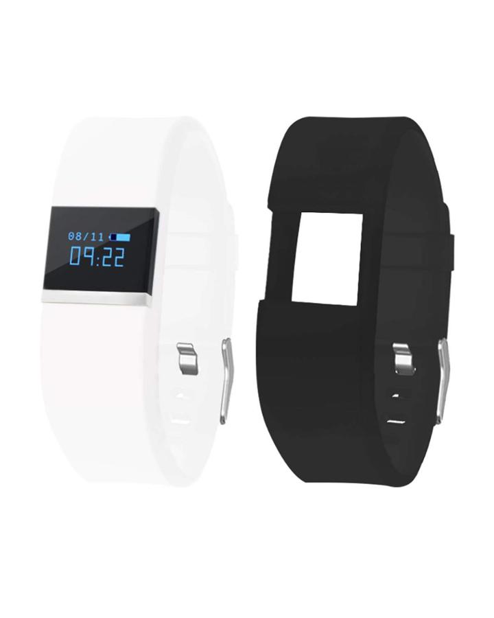 Activity Tracker W/ Interchangeable Straps, White/black