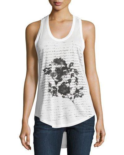 In Pursuit Of Happiness Floral Tank, White