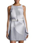 Sleeveless Graphic-print Belted Dress,