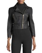 Zip-front Leather Biker Jacket