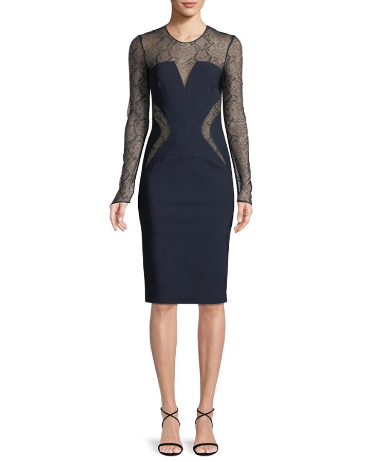 Long-sleeve Sheath Dress W/
