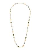 18k Gold Peridot, Green Sapphire & Pearl Necklace