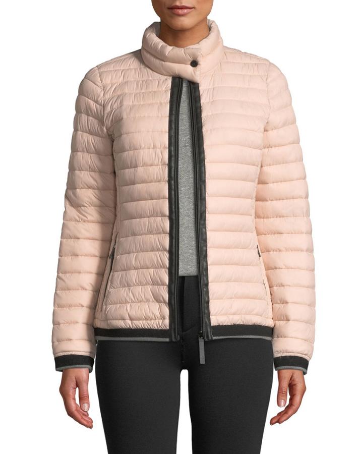 Stand-collar Zip-front Puffer Jacket