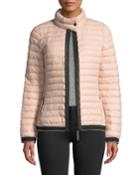 Stand-collar Zip-front Puffer Jacket
