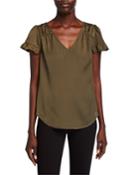 Jacquard Ruffle-sleeve Top