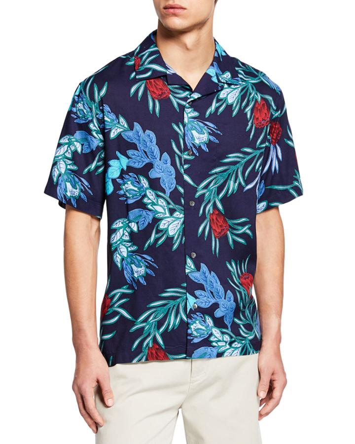 Men's Floral-print Camp