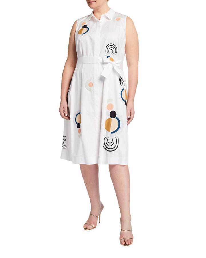 Plus Size Estelle Sleeveless Opaline Oxford Dress W/ Embellished