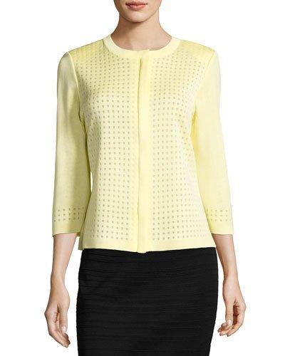Front-zip Square-knit Jacket,