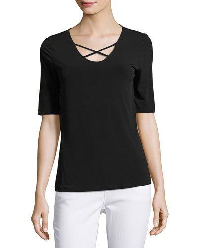 V-neck Crisscross Top, Black