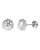 Diamond Halo Stud Earrings,