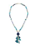Long Mixed Bead Necklace W/ Multi-tassel Drop,