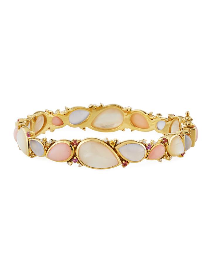 18k Prisma Mixed Cut Thin Hinged Cuff In Begonia