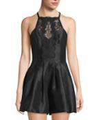 Lace-neck Two-pocket Pleated