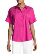Rosalia Topstitch Button Blouse, Pink